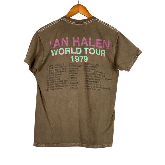 Vintage Style Van Halen 1979 World Tour Short Sleeve Crew Neck T Shirt M Brown - Picture 5 of 15